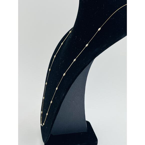 NAPIER Gold Tone Chain Faux Pearl Stations Layering Necklace Dainty Delicate Lon - Picture 8 of 16